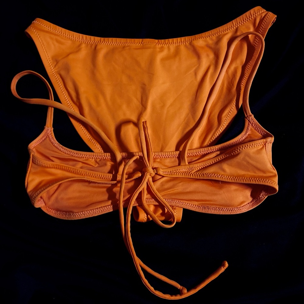 SKIMS SWIM TANGERINE ORANGE MICRO SCOOP TOP & TANGA BIKINI BOTTOM